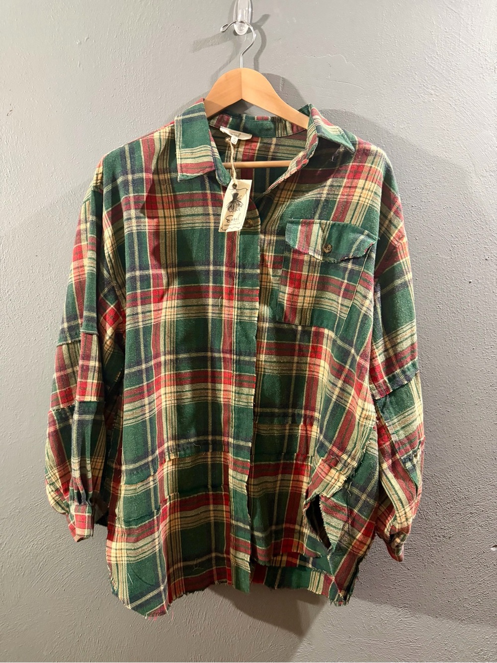 easel Green & Red Flannel Button-Down Shirt